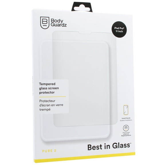 Bodyguardz Pure 2 Tempered Glass Screen Protector for 11" iPad Pro 1st & 2nd Gen