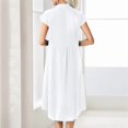 thumbnail image 4 of New Style Cardigan Stand Collar Single Breasted Cotton Linen Pocket Large Size Dress Petticoat for Women White XXL, 4 of 6