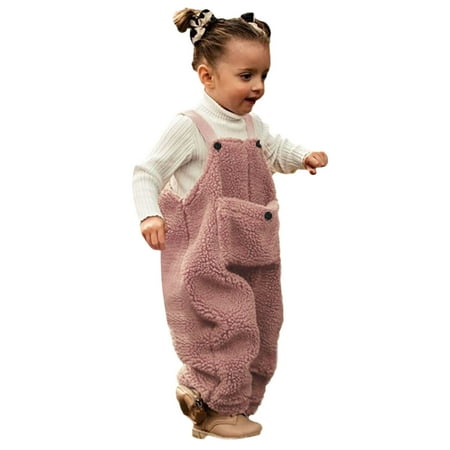 

YDOJG Bodysuits for Boys Girls Toddler One-Pieces Kids Suspender Overalls Romper Baby Warm Pants Trousers Romper Jumpsuit Pink 12-24 Months