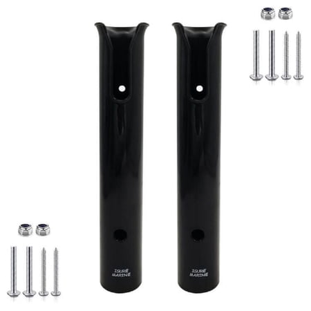 ISURE MARINE Fishing Rod Holder Bracket Wall Mounted Boat Side Mount Tool Holder Tube Links with Screws 2 Pole Tube (Black)