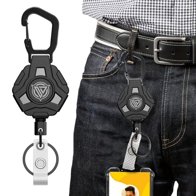 1/2Pcs Polygonal Carabiner Keychain with 60cm Retractable Wire Rope Lobster Clasp Design Easy Key Fixation Climbing Camping Travel Keychain