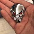 thumbnail image 2 of Metal Skull Car Emblem - Power Auto 2 pcs. Skull Head w/Red Eyes Emblems 3D Zinc Alloy Peel-N-Stick Plus Skull Skeleton Die-Cut Thick Durable Vinyl Weatherproof Decal Sticker (SILVER), 2 of 8