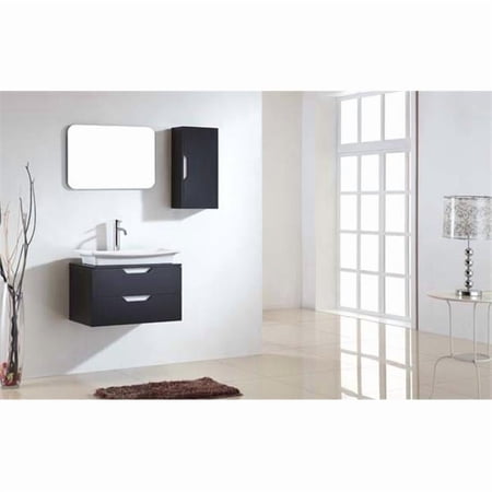 Dawn Kitchen REMC110723-06 Mdf In Matt Black Finish Mirror Cabinet With Shelf Inside