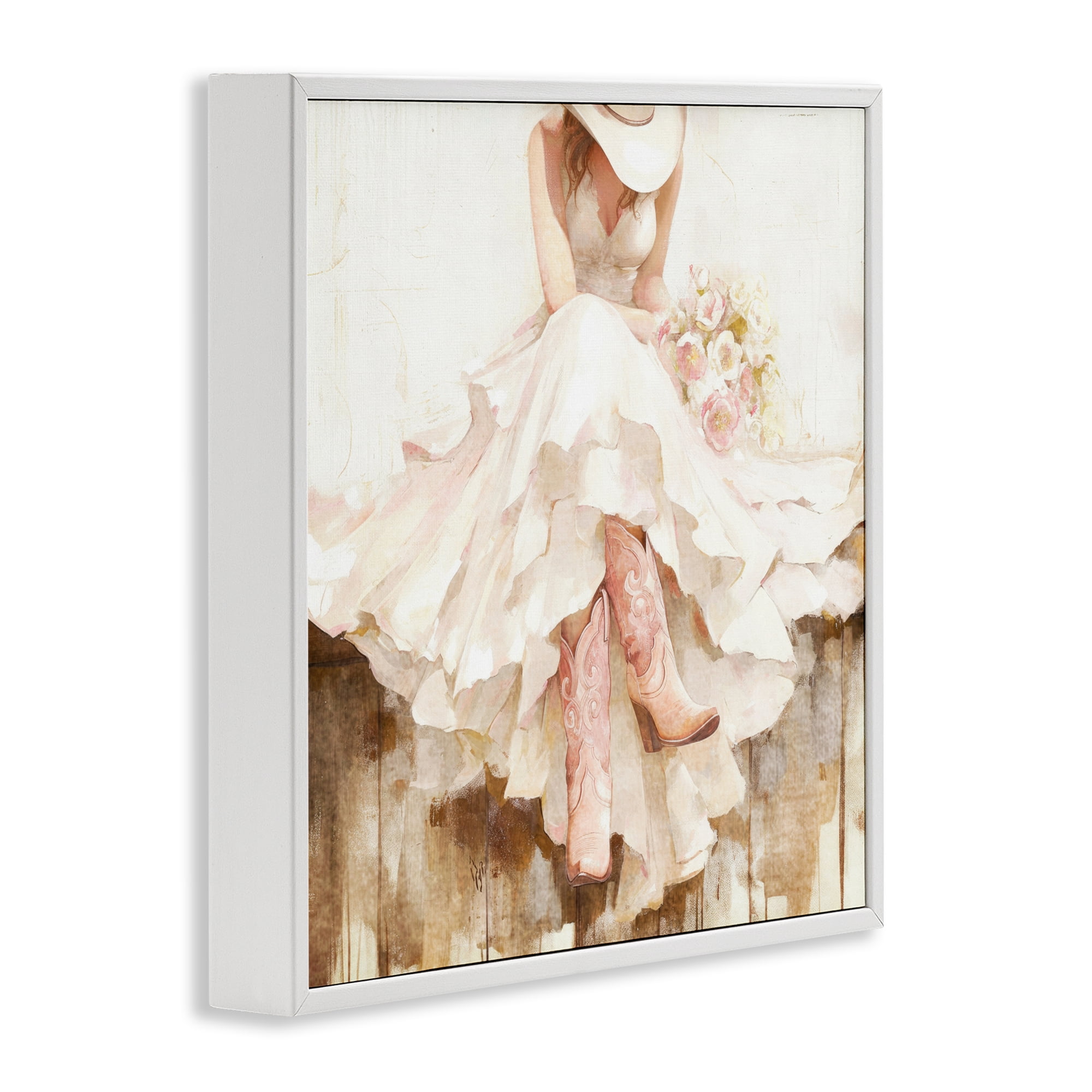 Stupell Industries Cowgirl On The Fence White Framed Giclee Art, design by Tina LeCour