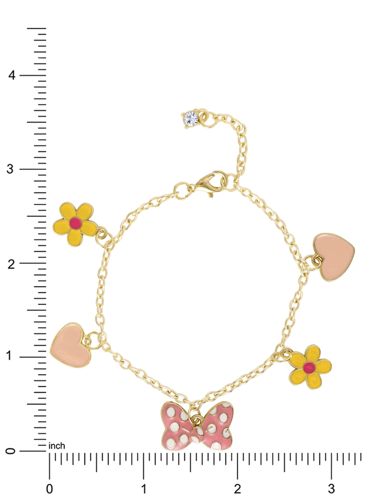 Disney Women's Minnie Mouse Bow Charm Bracelet with Polished Finish