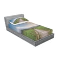 thumbnail image 3 of Country Bedding Set with Sheet & Covers, Rural Scenery with Wooden Path and House Under Cloudy Sky Mountain Serenity Nature, Printed Bedroom Decor 2 Shams, 4 Sizes, Green Blue, by Ambesonne, 3 of 3