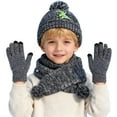 thumbnail image 5 of Kids Winter Hats Gloves Scarf Set, Children Beanies Hats Warm Lining Beanie for 2-8 Years Girls Boys, 5 of 6