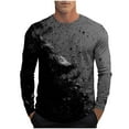 thumbnail image 2 of gbyLJF Men's Base Layer Shirt Gradient Printed Round Neck Pullover Tops Lightweight Casual Long Sleeve Sweatshirt, 2 of 5