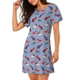 thumbnail image 2 of Balery winter Dachshund Camisón de manga corta con cuello redondo para mujer, cómodo y elegante., 2 of 6