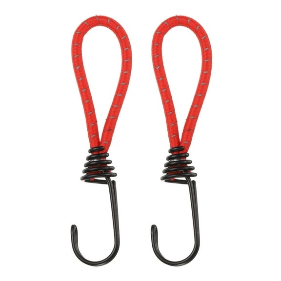 Uxcell 2Pcs Bungee Cord with Hooks 6.3" Rubber Bungee Cords for Outdoor Camping Straps, Red