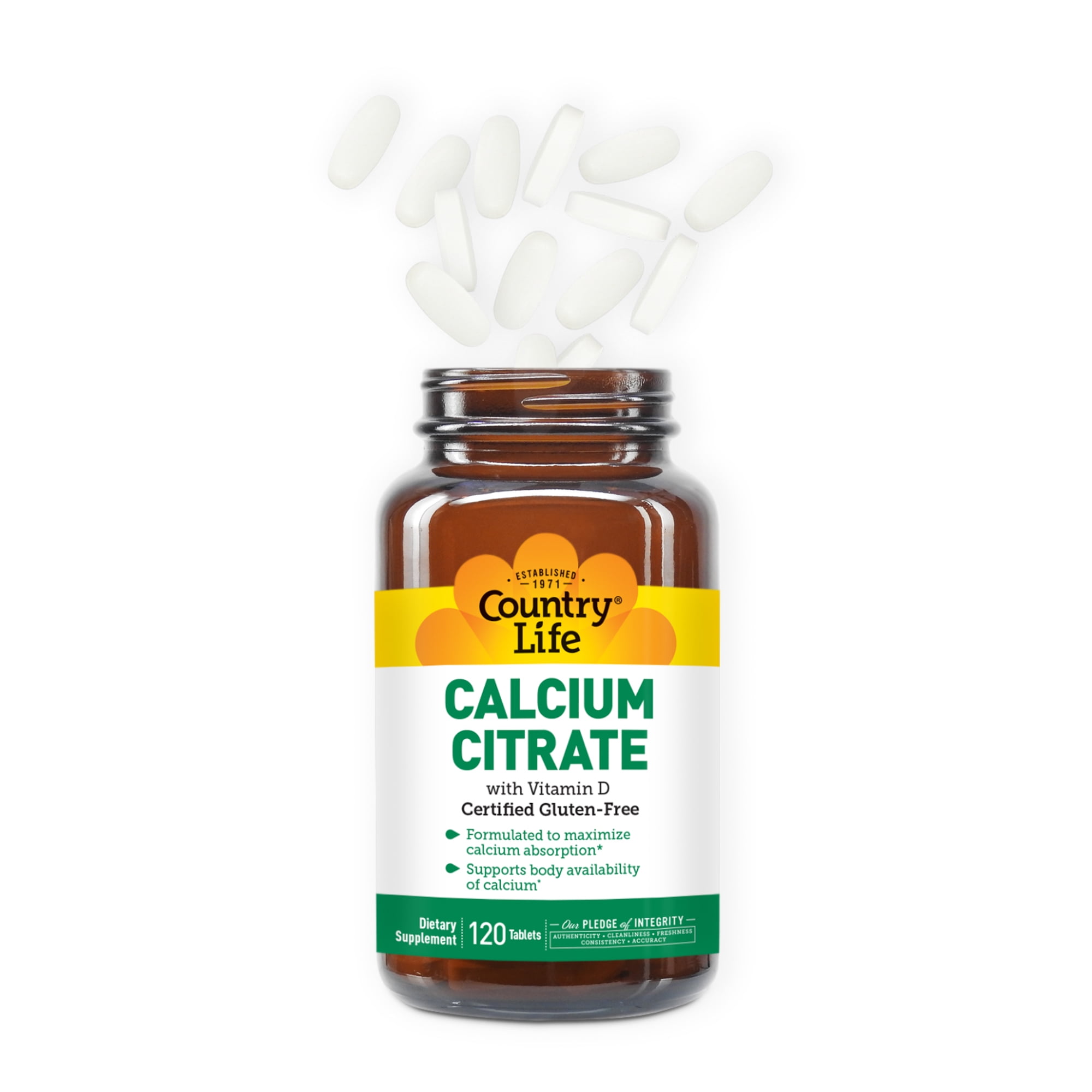 Country Life Calcium Citrate with Vitamin D, 120 Tablets