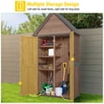 thumbnail image 3 of Aivituvin Shed Outdoor Storage Cabinet with All-Around Strong Metal Frame Wooden Tool House with Adjustable Shelfs and Floor, Waterproof Roof, Dark Brown, 3 of 7