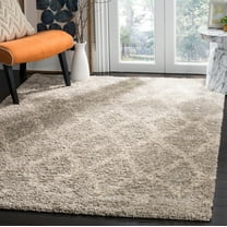 SAFAVIEH Arizona Quinn Geometric Shag Area Rug, Grey/Ivory, 8' x 10'