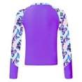 thumbnail image 2 of YUUMIN Girls Upf 50+ Rashguard Shirts Floral Long Sleeve Swim Tank Surfing Diving Swim Cover Up Top Purple 12, 2 of 5