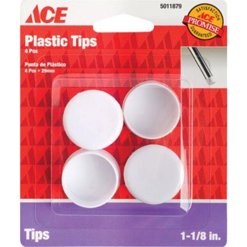 4Pk 11/8" White Plastic Leg Tip Shepherd Hardware Caster Cups 9744
