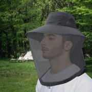 Mosquito Net Head Hat with Sun Protection - Foldable Mesh Bee Hat for Outdoor Camping, Gardening, and Hiking, Black