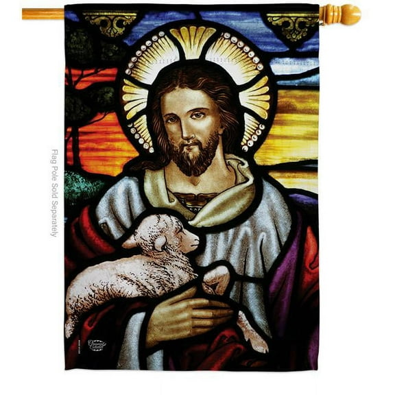 Ornament Collection H192082-BO Jesus is the Good Shepherd Religious Faith Double-Sided Garden Decorative House Flag, Multi Color