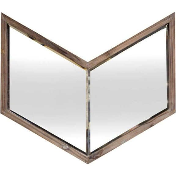 Mercana Chevren 26x22 Chevron Brown Wood Frame Mirror