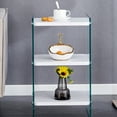 thumbnail image 2 of 14"x14"x23.6'' Bedside Table With Storage - And Glass Combination White Transparent, Easy To Assemble Functional Stylish Tempered For A Chic Bedroom Look, 2 of 6