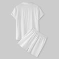 thumbnail image 4 of Men's Spring Summer 2-Piece Casual Set, Cotton Linen Short Sleeve Shirt and Shorts, Breathable Outfit For Beach and Vacation,White,L, 4 of 7
