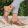 thumbnail image 5 of Miluxas Embroidered Mesh Slingback Heels for Women Kitten Heel Pumps Pointed Toe Backless Wedding Shoes Khaki 5.5(36), 5 of 9