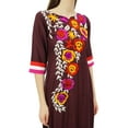 thumbnail image 3 of Bimba Women's Aari Embroidered Rayon Kurta 3/4 Sleeve Straight Kurti Ethinc Long Tunic, 3 of 9