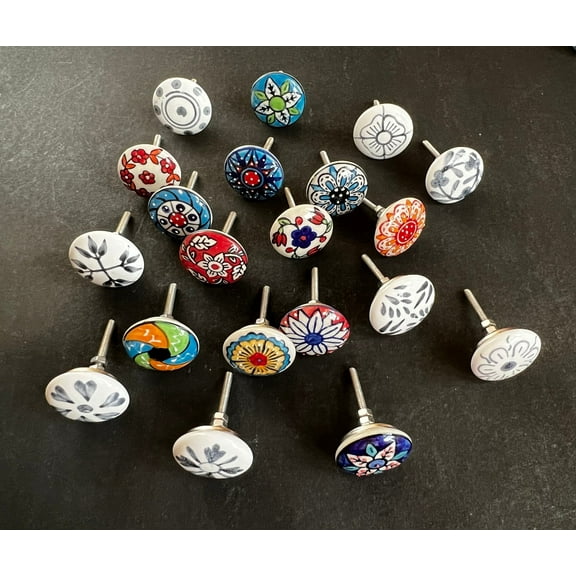 25-Pack Designer Ceramic Knobs for Furniture | Easy-to-Install Cabinet Pulls | Includes Hardware