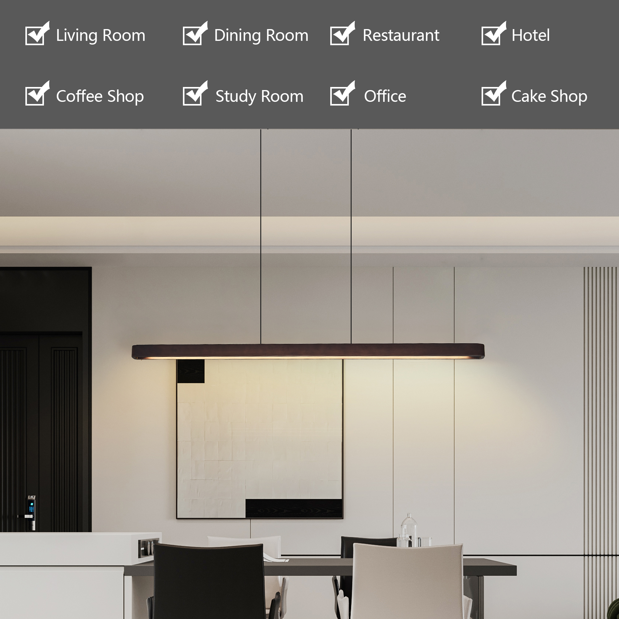 51.2*2.4*1.9 in Modern Wooden Lights for Kitchen Ceiling Hanging for Restaurants, Nordic minimalist style