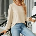 thumbnail image 4 of Mashaouyo Women's Puff Long Sleeve Sweatshirts Crewneck Loose Pullover Tops Clearance Sale, 4 of 4