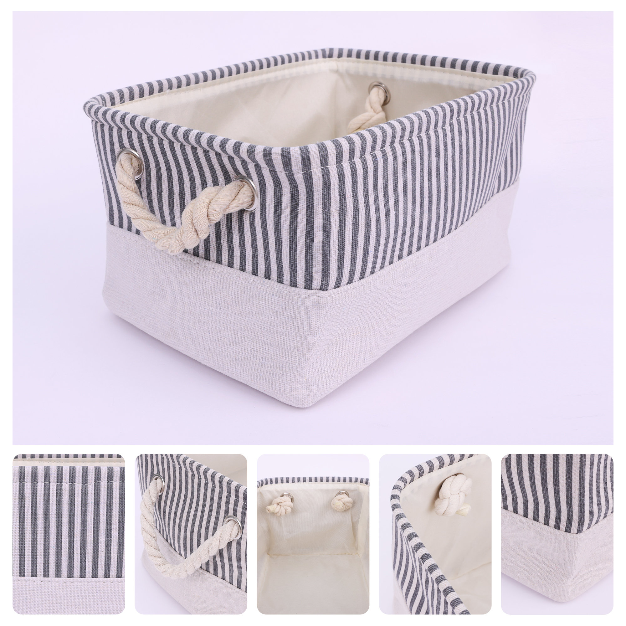 Unique Bargains Fabric Storage Cube Storage Bin Storage Basket Grey 14*10*6in