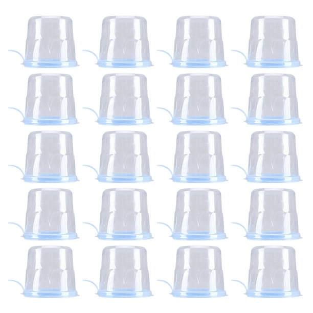 20pcs Round Baked Food Case Durable Packing Box Disposable Box Saver Transparent Plastic Box With Lids (Blue)