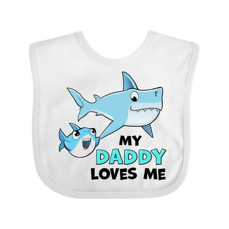 

Inktastic My Daddy Loves Me with Cute Sharks Gift Baby Boy or Baby Girl Bib