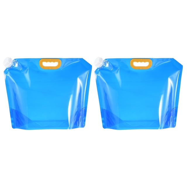 Unique Bargains 10L Collapsible Water Container Bag, Plastic Storage Jug Folding Water Bag, 2 Pack Blue