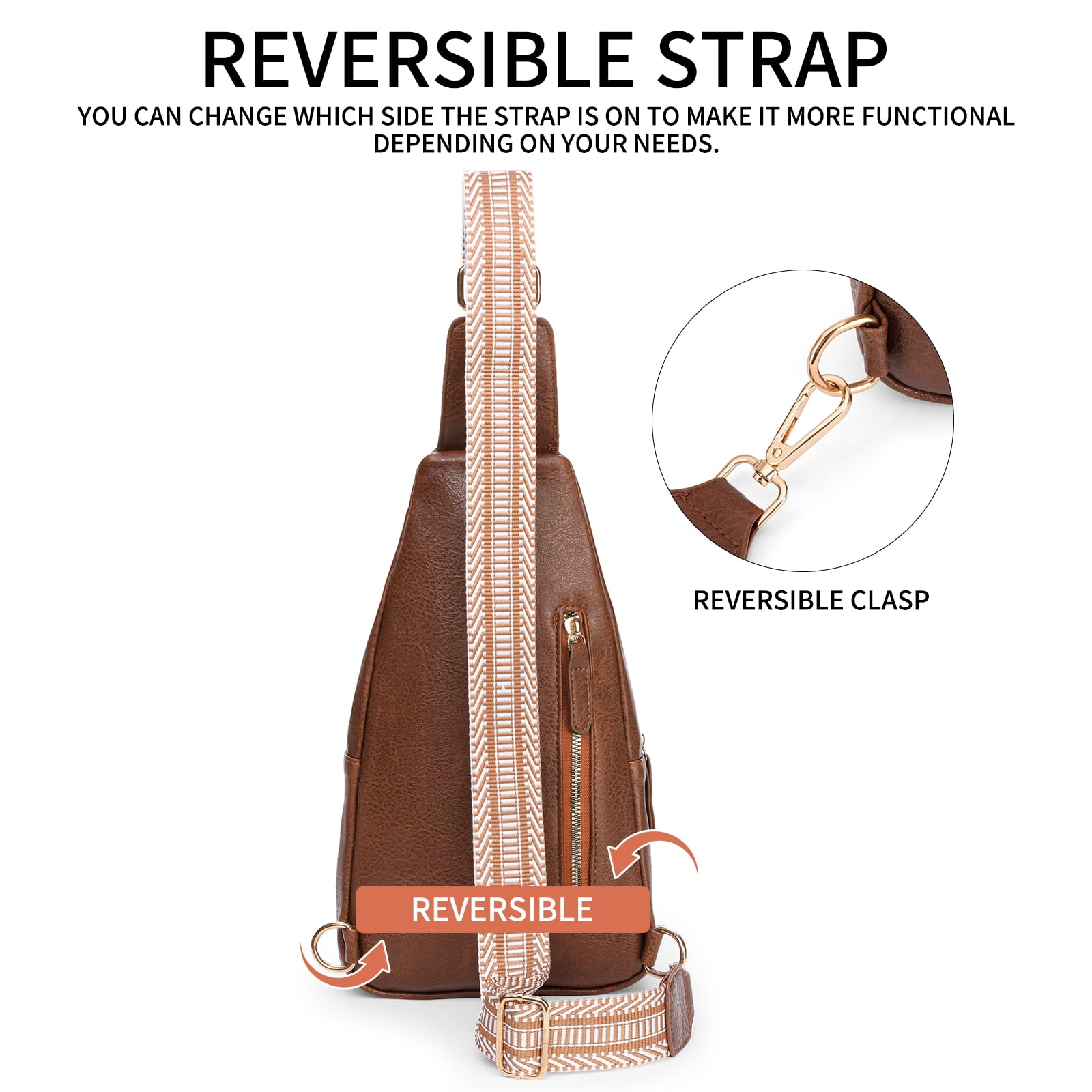 Falan Mule Sling Bag for Women Crossbody Purse Crossbody Bag Leather Chest Bag with Adjustable Guitar Strap for Travel