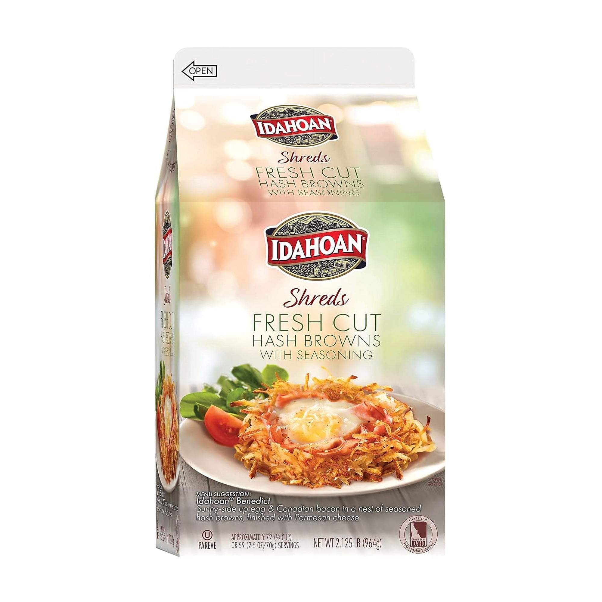 Idahoan Fresh Cut Premium Hashbrowns 100% Real Idaho® Potatoes Gluten-Free 2.125 Pound (Pack of 6)