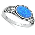 thumbnail image 4 of CHOOSE YOUR COLOR Bali Chunk Blue Simulated Opal Ring .925 Sterling Silver Band CZ Female Size 10, 4 of 4