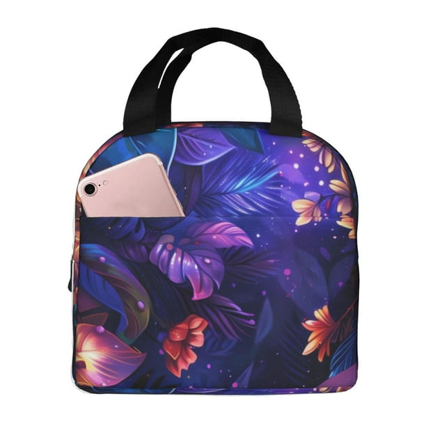Easygdp Magic Colorful Forest Leaves Bolsa Térmica Premium - Tela Oxford Impermeable, Gran Capacidad, Bolsillo Frontal, Unisex para Trabajo, Escuela, Actividades al Aire Libre y Picnics