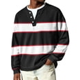 thumbnail image 2 of Nokdvo Long Sleeve Waffle Shirt Men Trendy Striped 1/4 Button Up Henley Casual Shirt Fall Winter Quilted Knit Solid Color Loose Sweaters,Black L, 2 of 6