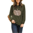 thumbnail image 2 of Chandail en Molleton Drôle Citrouille Halloween pour Femmes, Chandail Graphique Léopard, Manches Longues, Col Rond, T-Shirt, 2 of 3