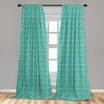 thumbnail image 5 of Ambesonne Turquoise Curtains, Art Deco Square Lines, Pair of 28"x63", Turquoise Yellow, 5 of 5