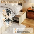 thumbnail image 3 of Brafab Natural Rattan Queen Bed Frame with Wooden Headboard and 4 Storage Drawers, Boho Cane Bed Metal Platform Bed with Strong Wooden Slat Mattress Foundation, Noise Free, No Box Spring Needed…, 3 of 8