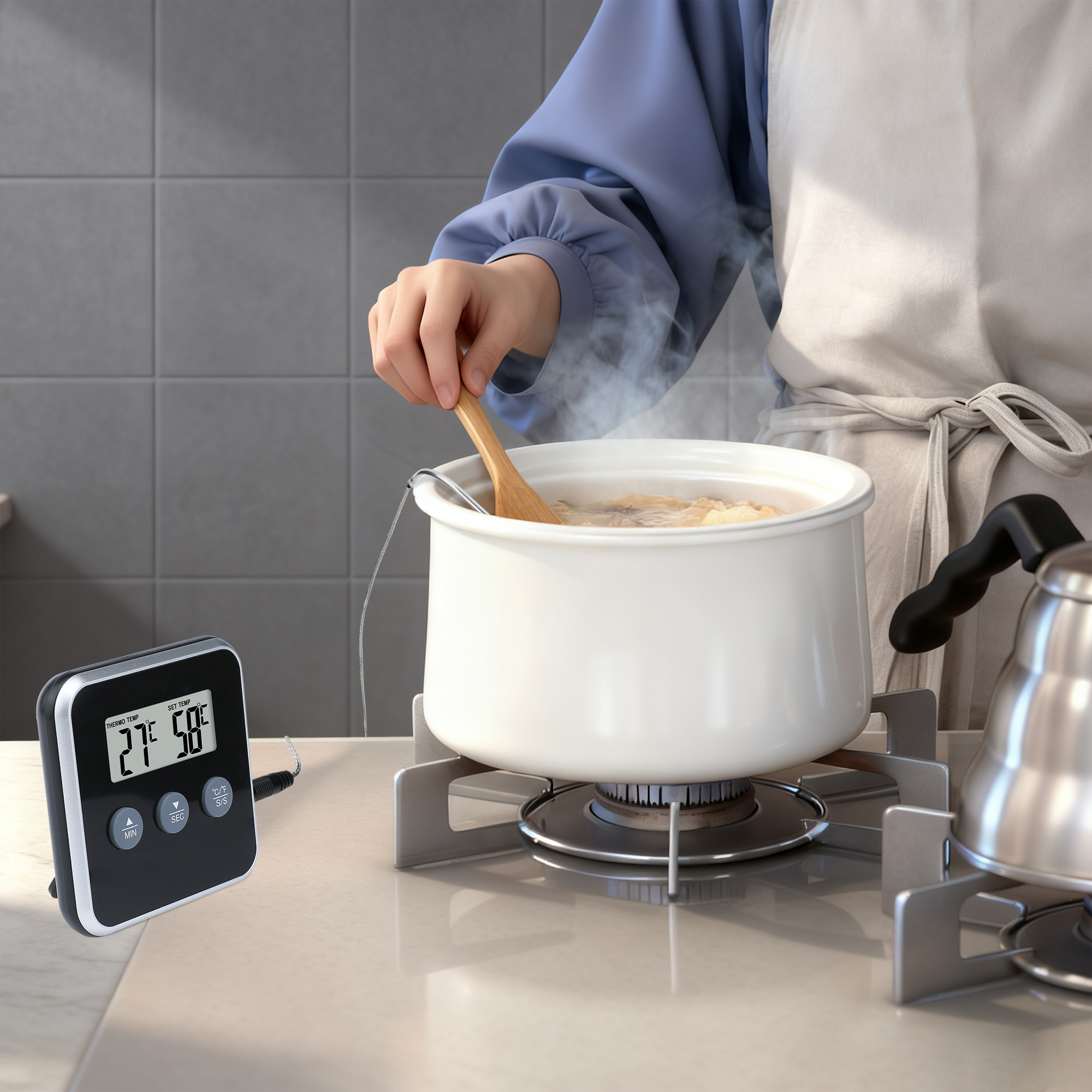 Unique Bargains Digital Meat Instant Read Cooking Thermometer Black