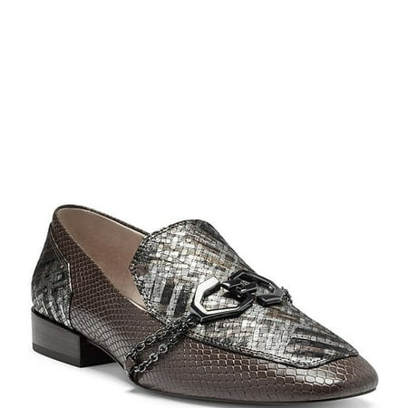 Louise Et Cie Everland Scale Embossed Leather Chain Detail Loafers METALLIC MLT (10, METALLIC MLT)