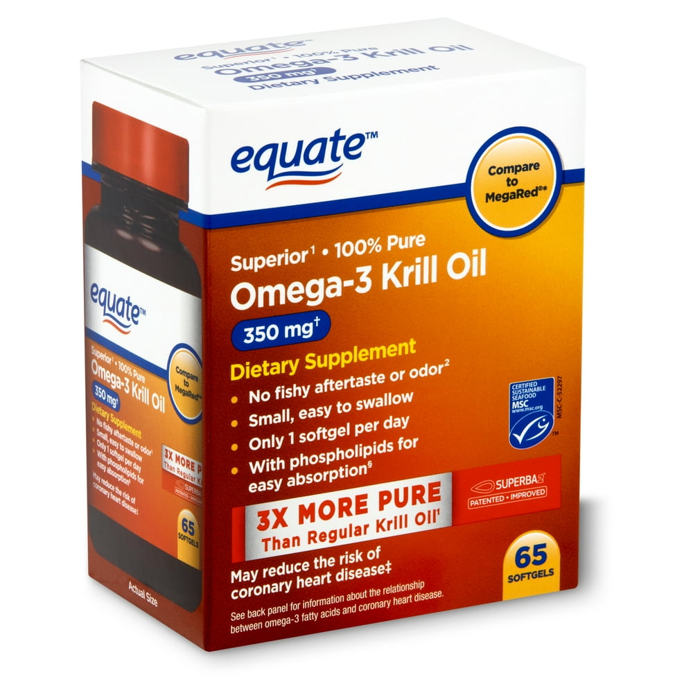 Equate Omega3 Krill Oil Dietary Supplement, 350 mg, 65 count Walmart