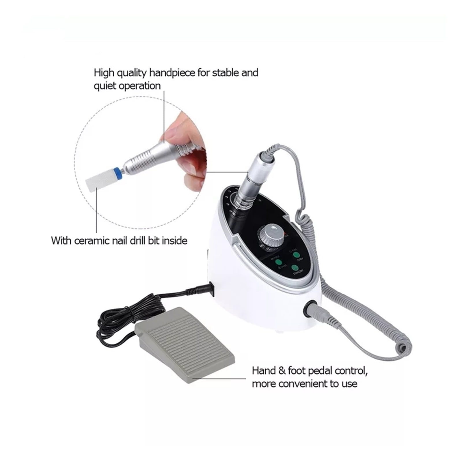 Electric Nail Drill 35000 RPM Manicure, Pedicure Machine For Nail Art Gel Polish With Ceramic, Nail Drill Head With LCD Display ,Low Noise