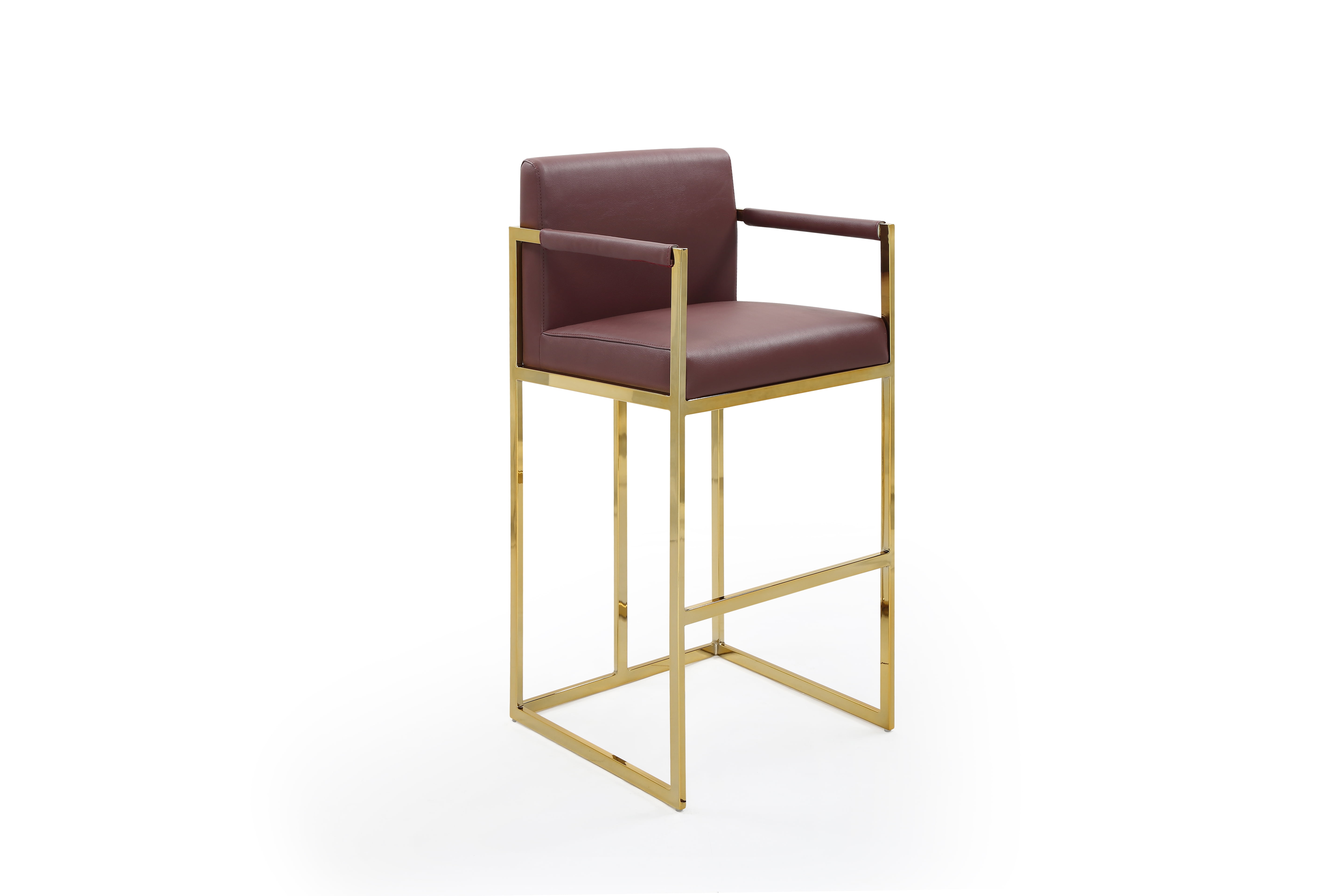 Chic Home Bertrand Chair PU Leather Upholstered Square Arm Bar Stool