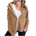 thumbnail image 4 of hlysgo Women's Casual Jacket Biker Moto Loose Fit Comfort Coat Lightweight Fall Bomber Outerwear Tops Brown,M, 4 of 5