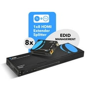 OREI Ultra HD 1x8 HDMI Extender Splitter Over CAT6/7 Upto 115 Ft Support 4K, Loop-Out, IR Remote, EDID (UHD18-EX115-K)
