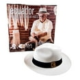 thumbnail image 2 of Toquilla Straw Panama Hat Ecuador Handwoven - Fedora Style with Gift Bag and Box (White - Black Band, Small), 2 of 7