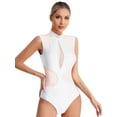 thumbnail image 3 of DPOIS Womens Sleeveless Leotard Cutout Back Bodysuit for Gymnastics White S, 3 of 7